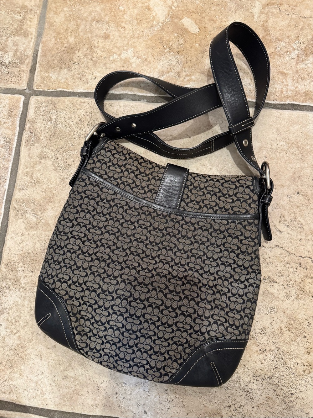 Coach Black and Gray Signature Logo Crossbody Bag - Picture 3 of 3